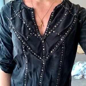 BCBG MAXAZRIA EMBELLISHED BLACK TOP